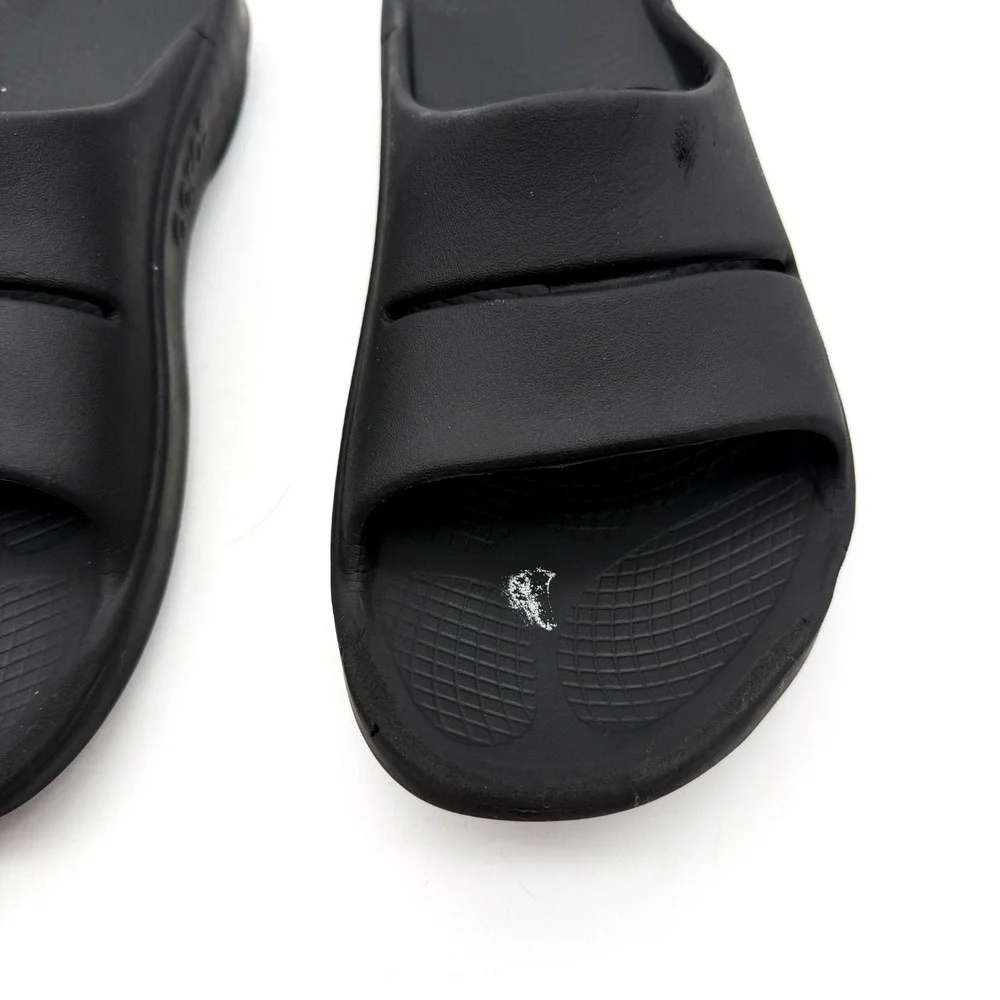 Oofos Black  Recovery Summer Slide Sandals Arch Support Foam Men's 10 Women's 12